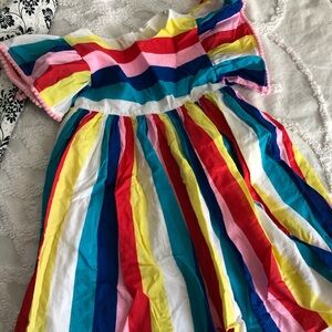 EUC SZ4-5y colorful striped dress w/ pompom sleeve